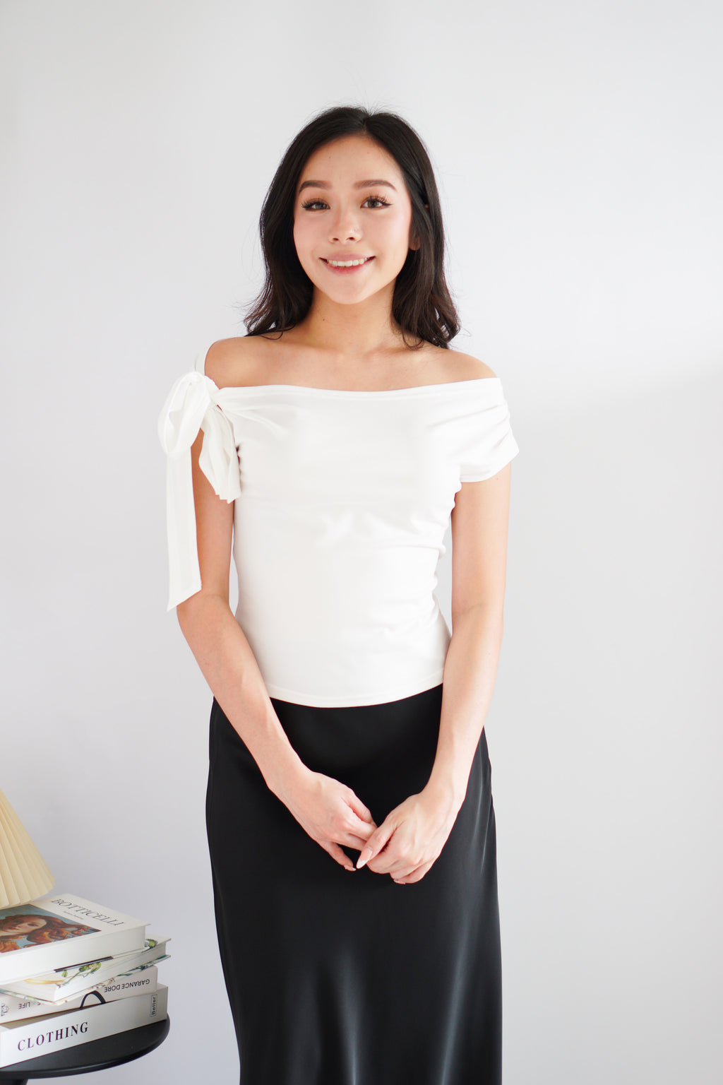 Sriya Toga Ribbon Self Tied Top in White