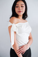 Sriya Toga Ribbon Self Tied Top in White
