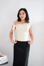 Sriya Toga Ribbon Self Tied Top in Beige