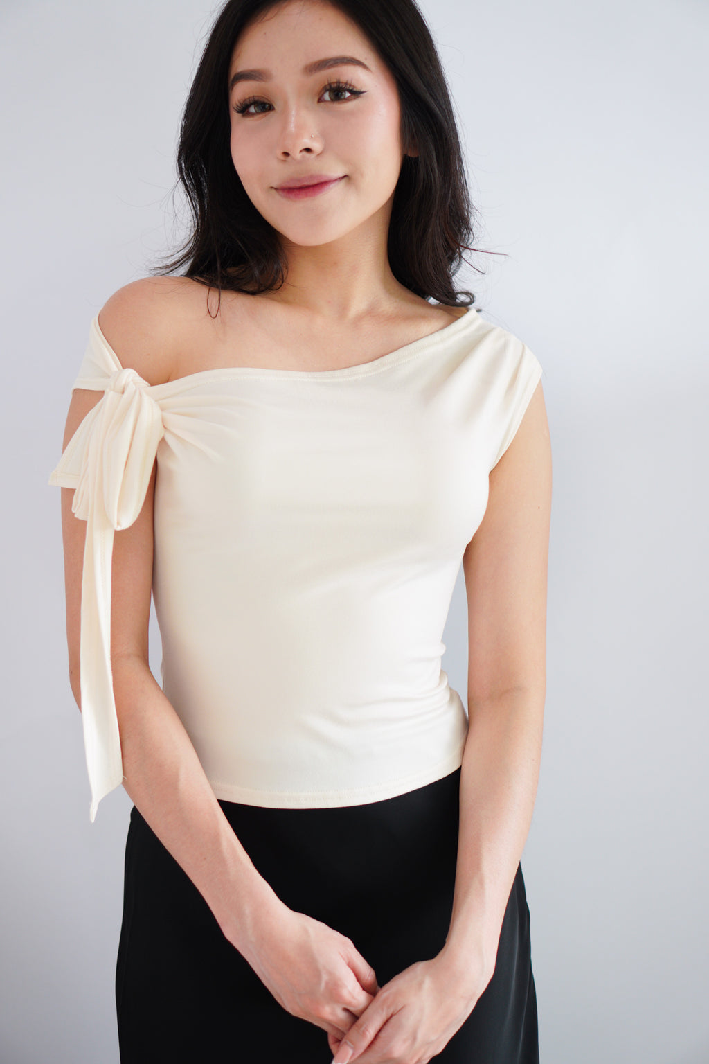Sriya Toga Ribbon Self Tied Top in Beige
