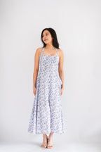 Vesira Halter Neck Floral Maxi A-Line Dress in Purple