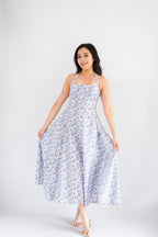 Vesira Halter Neck Floral Maxi A-Line Dress in Purple