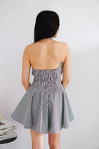 Lindsey Gingham Halter Dress in Black