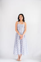 Vesira Halter Neck Floral Maxi A-Line Dress in Purple