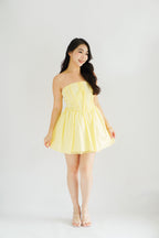 Veyra Mini Tube A-line Dress with Lace in Yellow