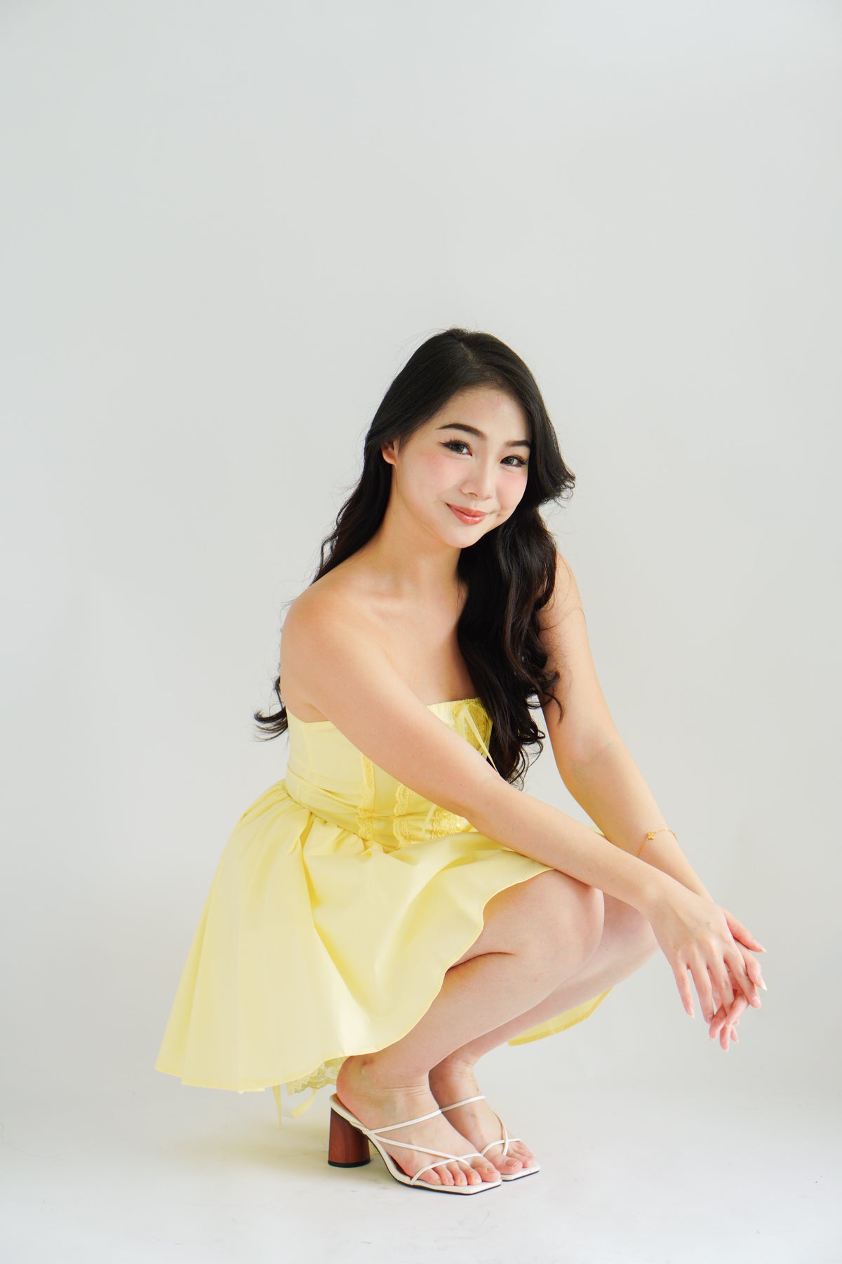 Veyra Mini Tube A-line Dress with Lace in Yellow