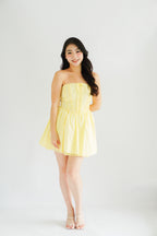 Veyra Mini Tube A-line Dress with Lace in Yellow