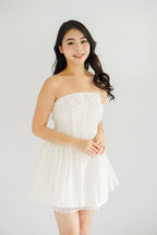 Veyra Mini Tube A-line Dress with Lace in White
