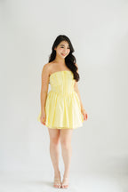 Veyra Mini Tube A-line Dress with Lace in Yellow