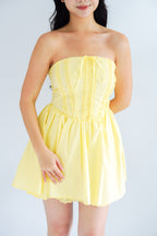 Veyra Mini Tube A-line Dress with Lace in Yellow