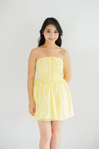 Veyra Mini Tube A-line Dress with Lace in Yellow