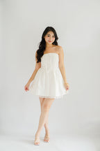 Veyra Mini Tube A-line Dress with Lace in White