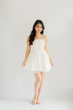 Veyra Mini Tube A-line Dress with Lace in White