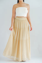 Celiz Chiffon Maxi Skirt in Cream Khaki