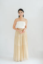 Celiz Chiffon Maxi Skirt in Cream Khaki