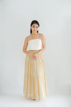 Celiz Chiffon Maxi Skirt in Cream Khaki