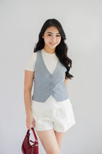 (BACKORDER) Astrae Pinstripe Layered Vest Top in Blue