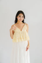Marisol Eyelet Lace Babydoll Top in Light Yellow