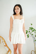 Mirelle Eyelet Lace Bustier Mini Dress in White