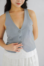 (BACKORDER) Astrae Pinstripe Layered Vest Top in Blue
