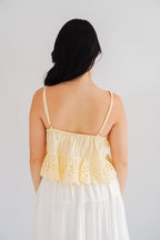 Marisol Eyelet Lace Babydoll Top in Light Yellow