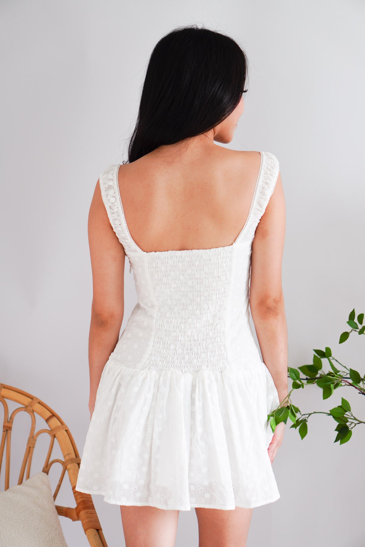 Mirelle Eyelet Lace Bustier Mini Dress in White