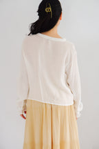 Sera V Neck Boho Blouse Top in White