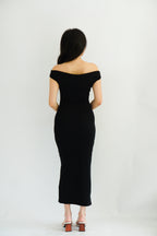 Renka Off Shoulder Ruched Bodycon Dress in Black