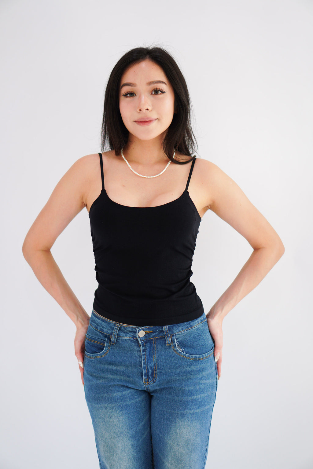 Moki Basic Padded Camisole Top in Black