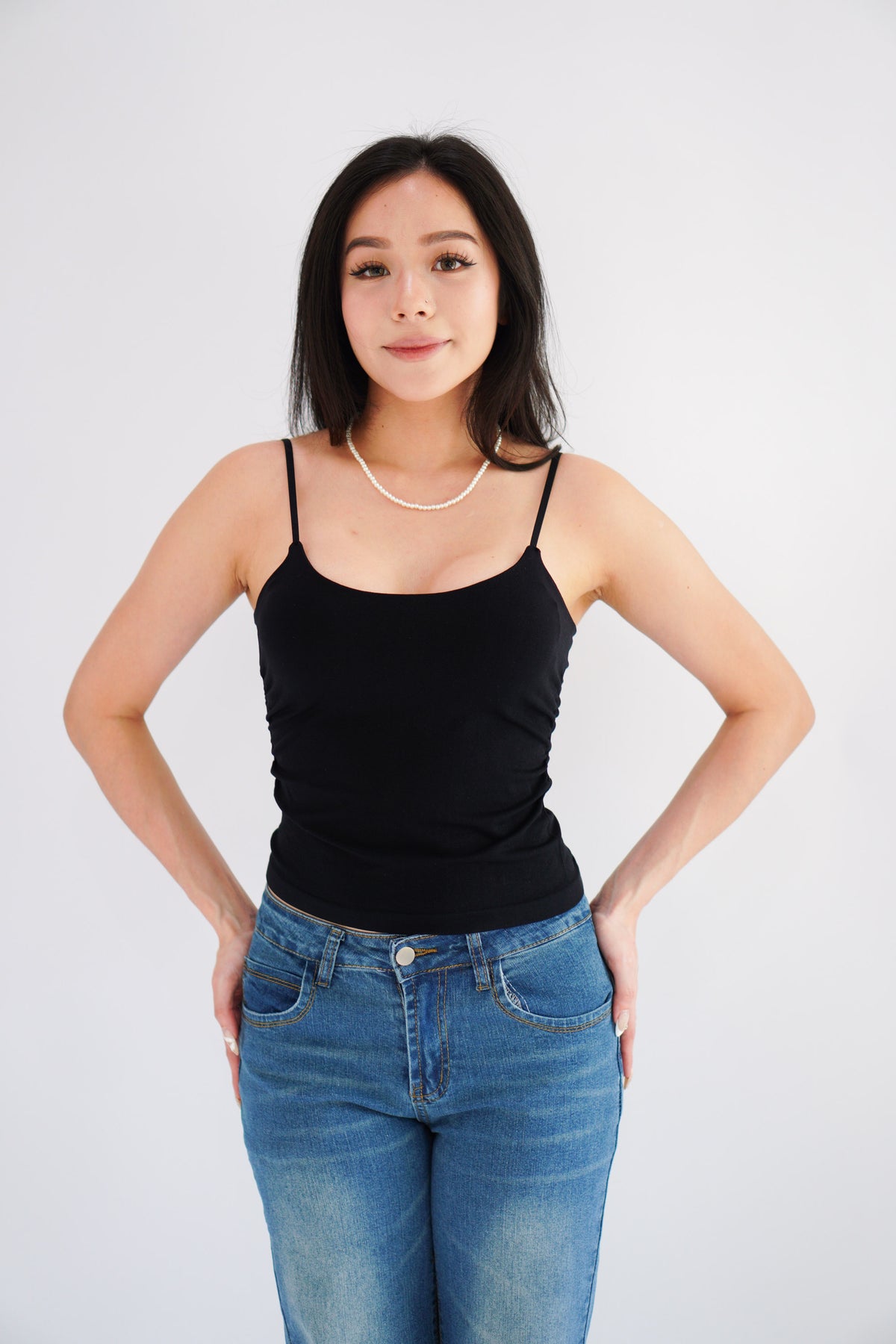 Moki Basic Padded Camisole Top in Black
