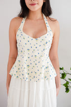 Dream Berries Printed Halter Top in Cream White