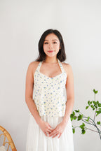 Dream Berries Printed Halter Top in Cream White