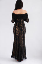 (Premium) Thaleessa Lace Off Shoulder Maxi Dress in Black