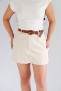 Soho Stripes Mini Skort in Light Khaki