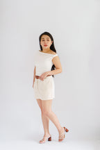 Soho Stripes Mini Skort in Light Khaki