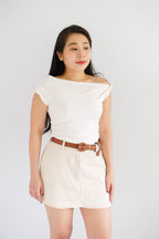 Soho Stripes Mini Skort in Light Khaki