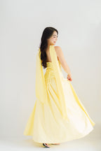 Dephora Tube Maxi Asymmetrical Dress with Sash in Yellow