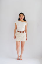 Soho Stripes Mini Skort in Light Khaki