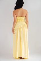 Dephora Tube Maxi Asymmetrical Dress with Sash in Yellow