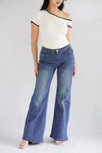 Elle Low Waist Bell Bottom Jeans in Dark Blue
