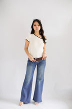Elle Low Waist Bell Bottom Jeans in Dark Blue