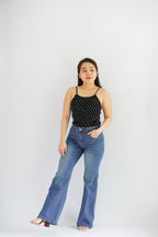 Elle Low Waist Bell Bottom Jeans in Dark Blue