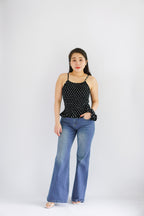 Elle Low Waist Bell Bottom Jeans in Dark Blue