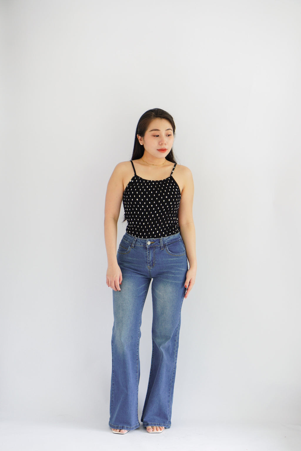 Elle Low Waist Bell Bottom Jeans in Dark Blue