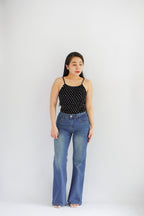 Elle Low Waist Bell Bottom Jeans in Dark Blue
