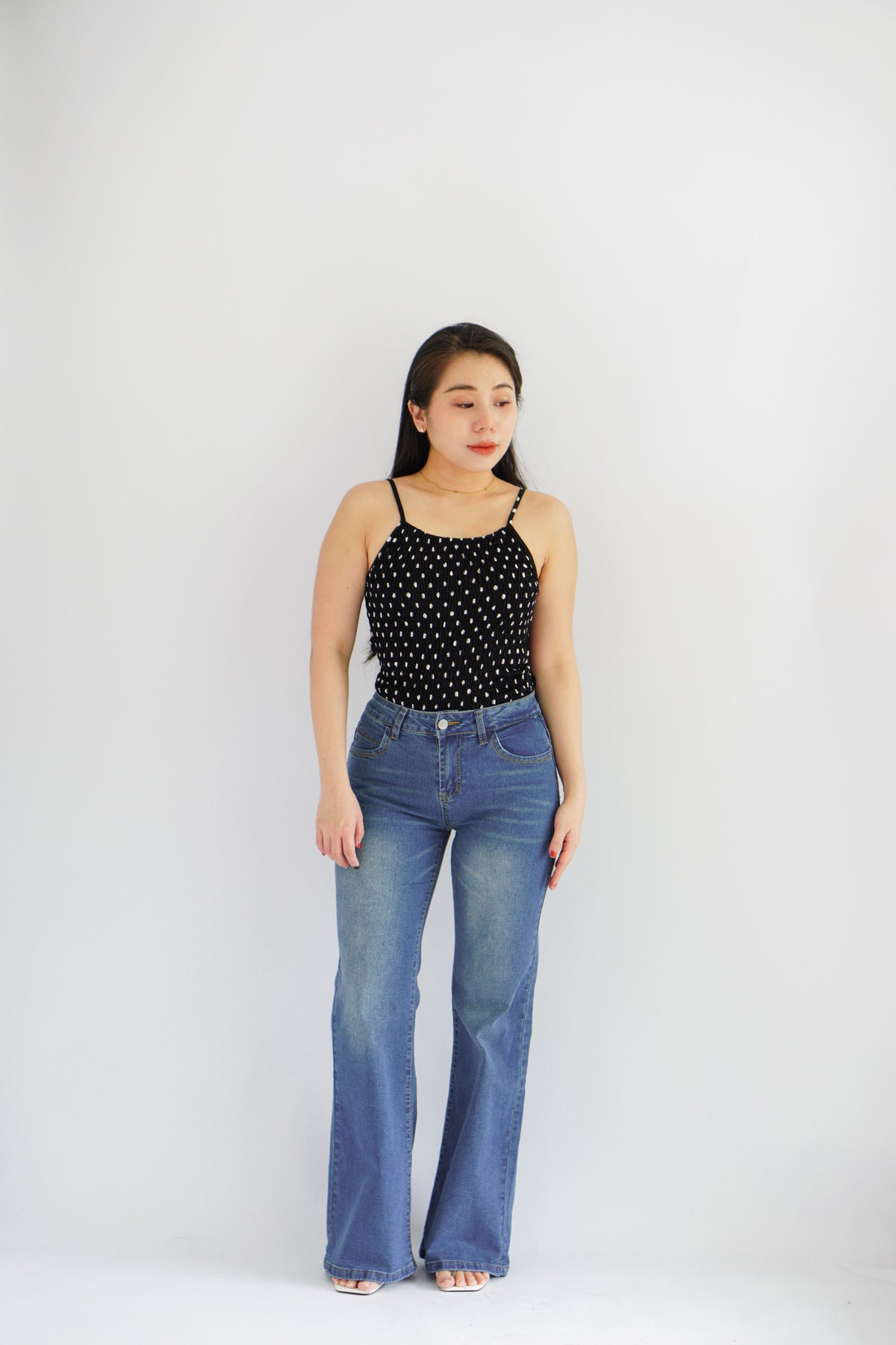 Elle Low Waist Bell Bottom Jeans in Dark Blue