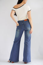 Elle Low Waist Bell Bottom Jeans in Dark Blue