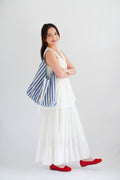 2 Way Stripes Tote Bag in Blue