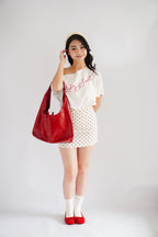 Moira Polkadot Mini A-Line Skirt in Cream