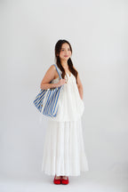 2 Way Stripes Tote Bag in Blue